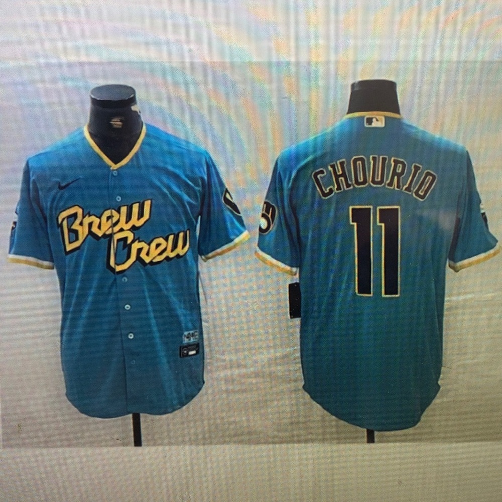 🥳11 Jackson Chourio Blue Stitched Jersey🥺